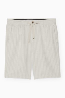 Shorts - mezcla de lino - de rayas