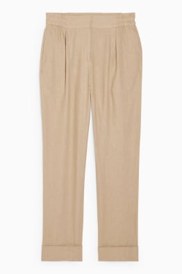 Pantalon - high waist - tapered fit - linnenmix
