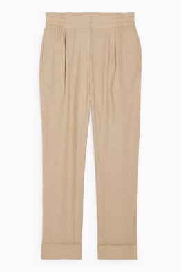 Pantalon de toile - high waist - tapered fit - lin mélangé