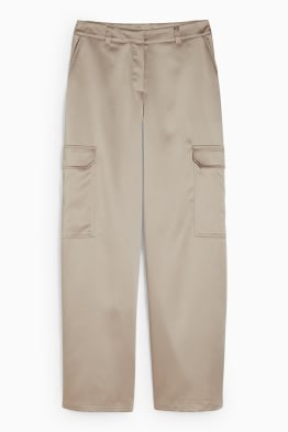 CLOCKHOUSE - pantalons cargo de setí - mid waist - wide leg