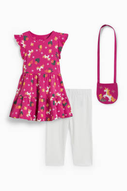 Unicorn - set - dress, leggings and bag - 3 piece set