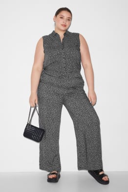 CLOCKHOUSE - cloth trousers - high waist - wide leg - patterned