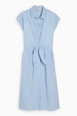 Nursing shirt dress with knot detail - striped
