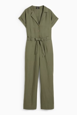 Jumpsuit - Leinen-Mix