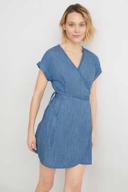 Denim wrap dress