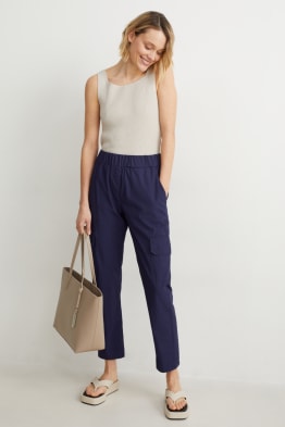 Pantalon cargo - mid waist - tapered fit