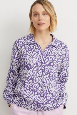 Blouse - linnenmix - met patroon