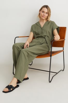 Jumpsuit - Leinen-Mix