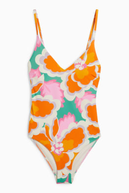 Jednodílné dámské plavky - s vycpávkami - LYCRA® XTRA LIFE™ - s květinovým vzorem