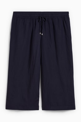 Pantalon - mid waist - wide leg - lin mélangé