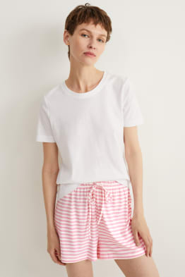 Pyjama shorts - with viscose - striped
