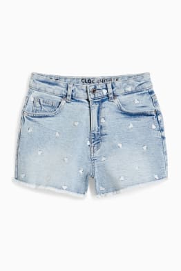 CLOCKHOUSE - Jeans-Shorts - High Waist - gemustert