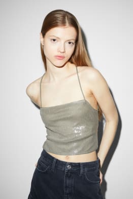CLOCKHOUSE - cropped top - shiny