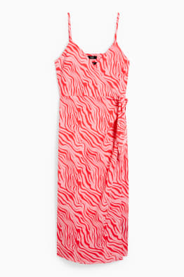 Wrap dress - linen blend - patterned