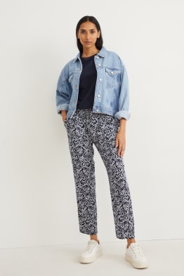 Pantalon de toile - high waist - tapered fit - à motif