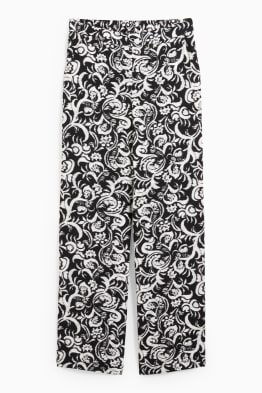 Pantalon de toile - mid waist - wide leg - à motif