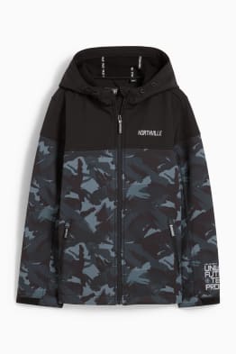 Kurtka softshell z kapturem - z wzorem