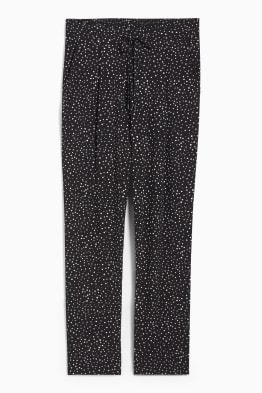 Cloth trousers - high-rise waist - tapered fit - polka dot