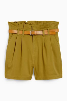Shorts mit Gürtel - High Waist