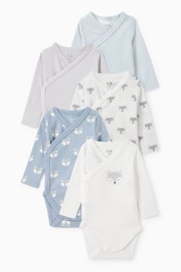 Multipack of 5 - baby wrapover bodysuit