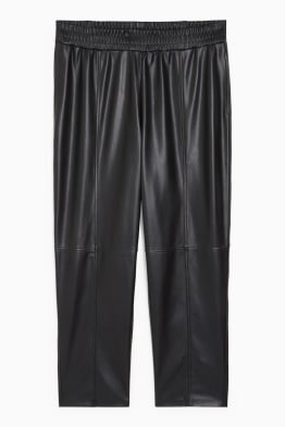 Trousers - high waist - straight fit - faux leather