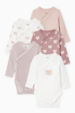 Multipack of 5 - baby wrapover bodysuit