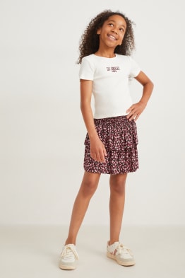 Souprava - sukně a tričko s krátkým rukávem - 2dílná - s květinovým vzorem