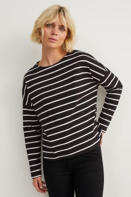 Basic-Langarmshirt - gestreift