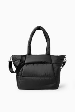 Large quilted shopper with detachable bag strap