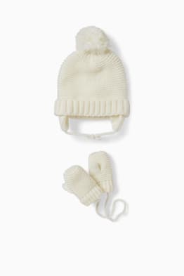 Ensemble - bonnet et moufles pour bébé - 2 pièces