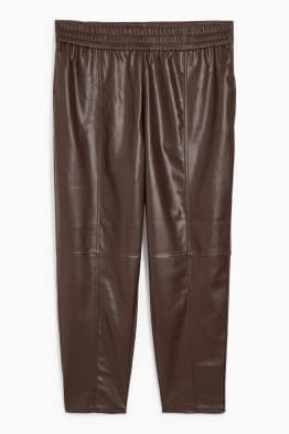 Pantaloni - talie înaltă - straight fit - imitație de piele