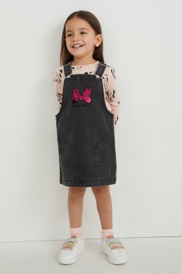 Minnie Mouse - ensemble - haut à manches longues et robe salopette en jean