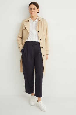 Plátěné kalhoty - high waist - tapered fit