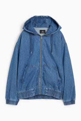 Denim jacket with hood