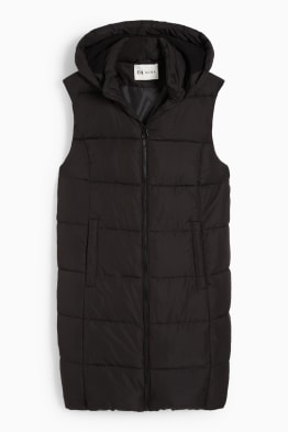 Maternity quilted gilet with hood and baby pouch