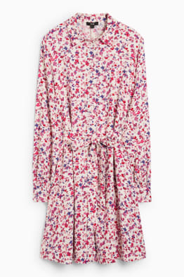 Robe-chemisier en viscose - à fleurs