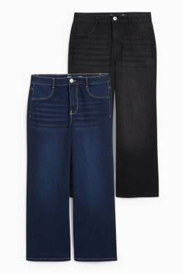 Rozszerzona rozmiarówka - wielopak, 2 pary - wide leg jeans