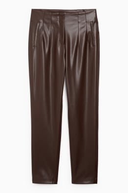 Pantaloni - tapered fit - imitație de piele