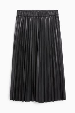 Pleated skirt - faux leather