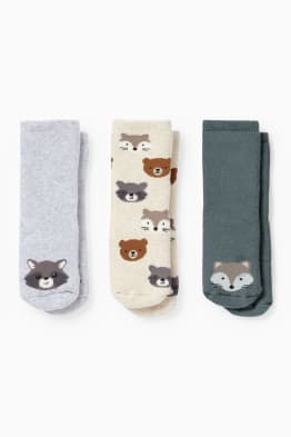 Multipack 3er - Waldtiere - Erstlings-Anti-Rutsch-Socken