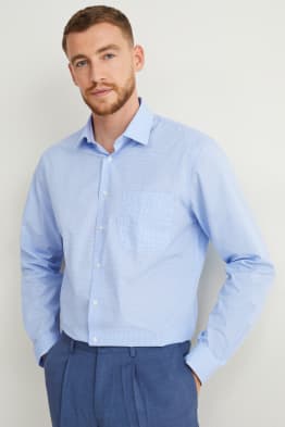 Chemise de bureau - regular fit - col kent - facile à repasser - à carreaux