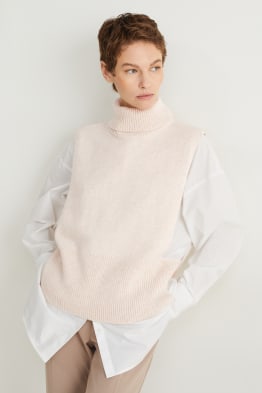 Knitted cashmere blend poncho