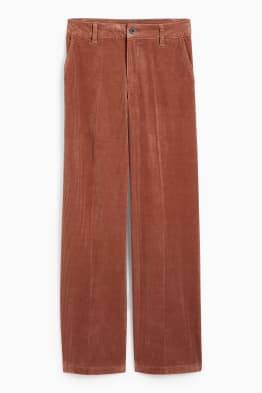 Pantalon en velours côtelé - high waist - wide leg
