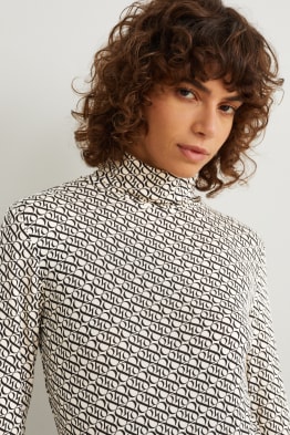 Basic polo neck top - patterned