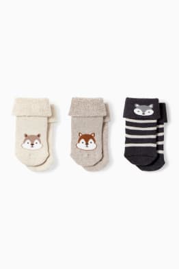 Multipack 3er - Eichhörnchen und Waschbär - Erstlings-Socken