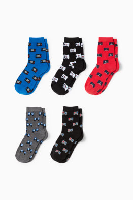 Lot de 5 paires - jeux vidéos - chaussettes à motif