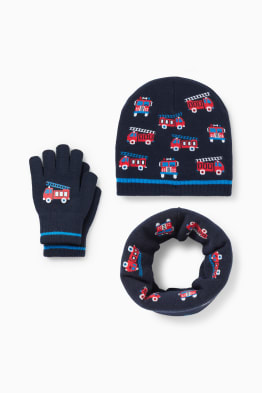 Set - Mütze, Loop Schal und Handschuhe - 3 teilig