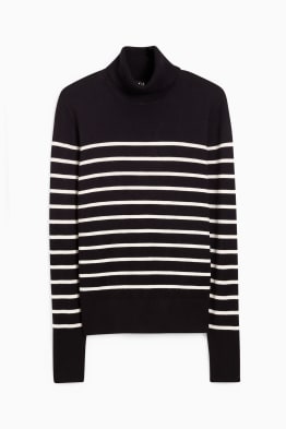 Basic polo neck jumper - striped