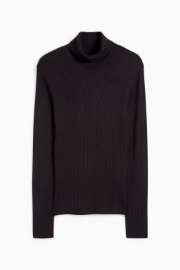 Basic-Rollkragenpullover - gerippt