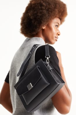 Shoulder bag with detachable bag strap - faux leather